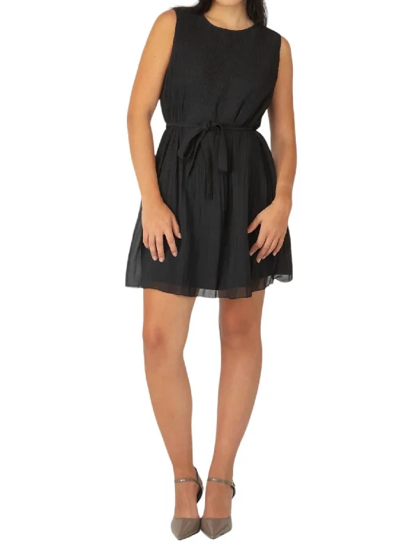 Trend Forward Threads Winter Warm - Up Sale Pleated Mini Dress In Black
