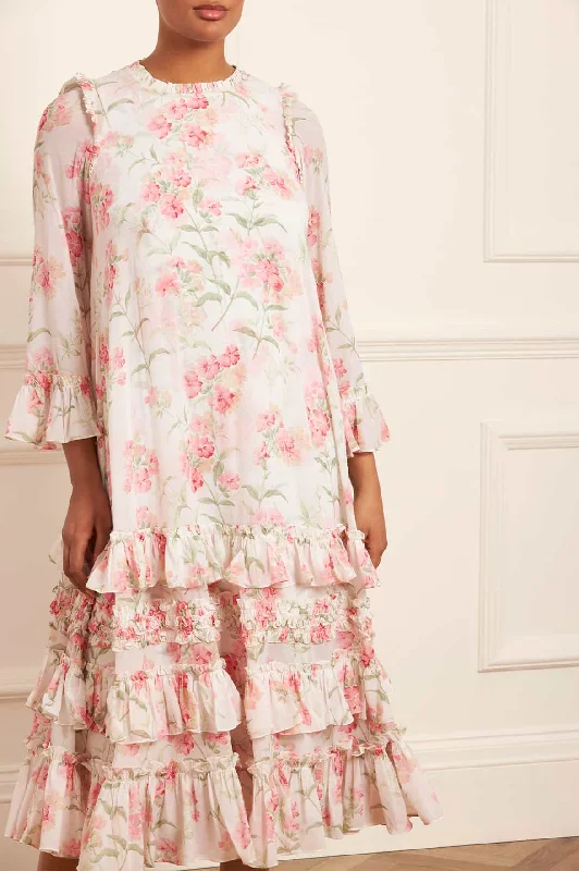 Holiday Attire Sale First Order Discount Summer Posy Chiffon Round Neck Ankle Gown