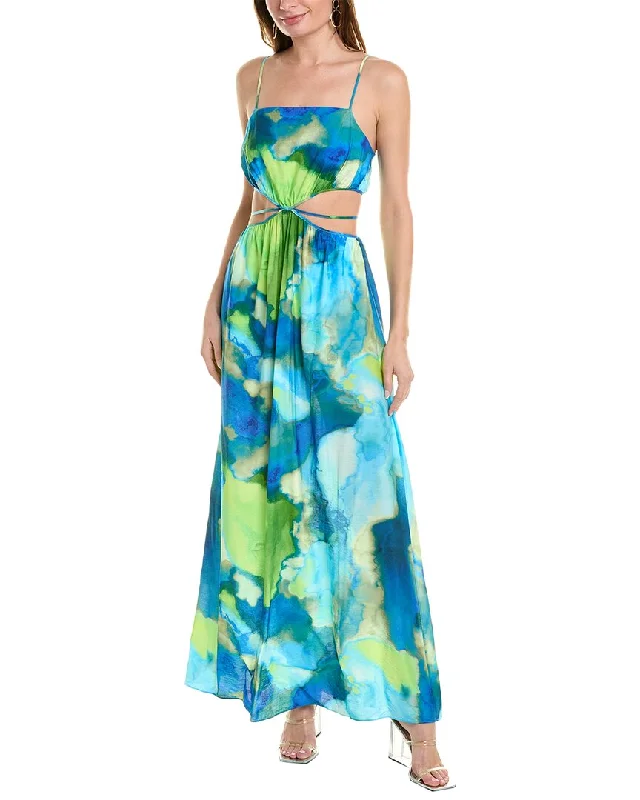 Additional Time-Limited Offers Spring Wardrobe SIMKHAI womens  Amora Maxi Dress, L, Green