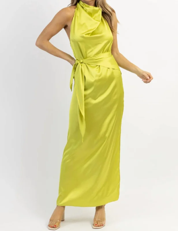 Relaxed Style Flash Sale Golden Hour Drape Maxi Dress In Lime
