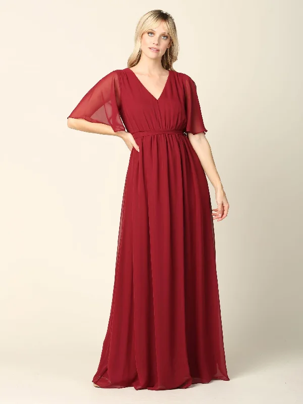Best Sellers Update With Cottagecore Styles Mother of the Bride Flutter Sleeve Long Dress