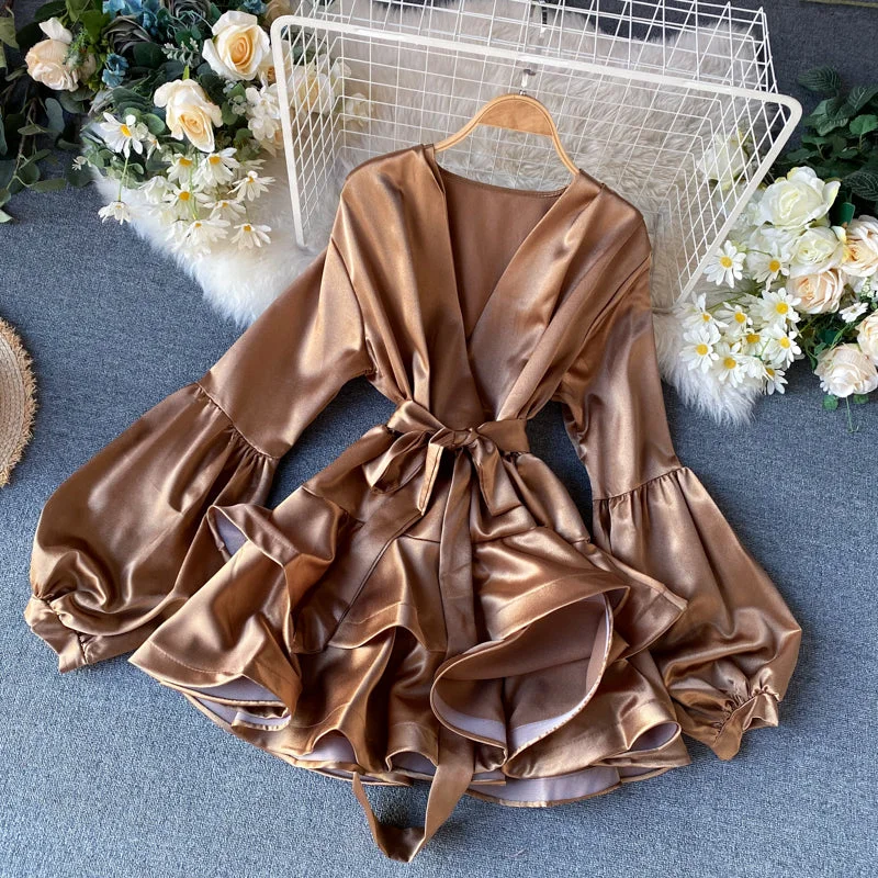 Premium Fashion Wardrobe Refresh Stylish v neck long sleeve dress fashion dress   S14