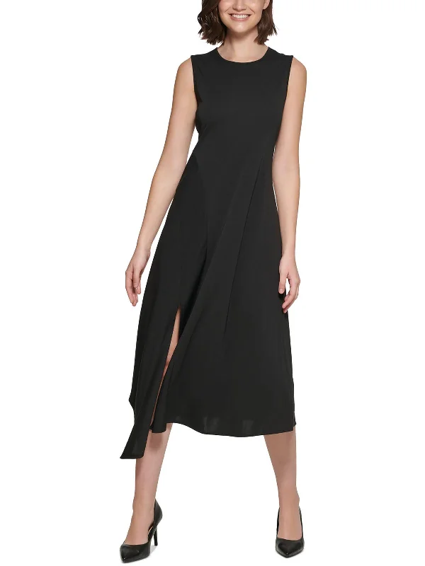 Gift Ideas Final Clearance Womens Solid Matte Jersey Midi Dress