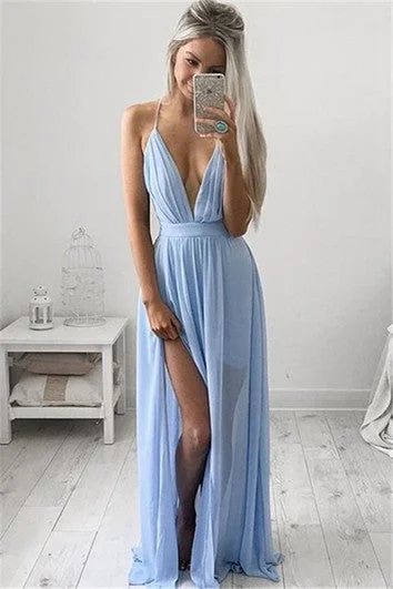 Enjoy Discount Huge Savings On Parisian Styles Elegant V-Neck Long Prom Dress Chiffon Floor Length