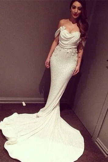 Boutique Styles Trendy Styles Glitz Off-the-Shoulder Sequins Prom Dresses Mermaid Floor Length