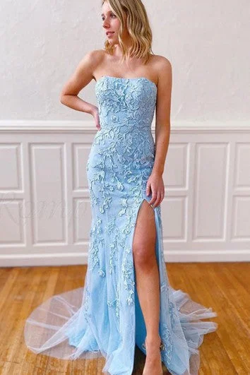 Fashion Sale Exclusive Sale Simple Lace Sheath Strapless Sweetheart Sleeveless Formal Dress With Appliques