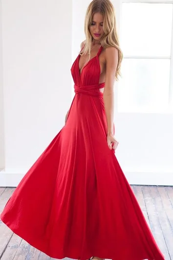 Best-Sellers Spring Fling Sale Sexy A-line Sleeveless Red Detached Prom Dress Floor-length