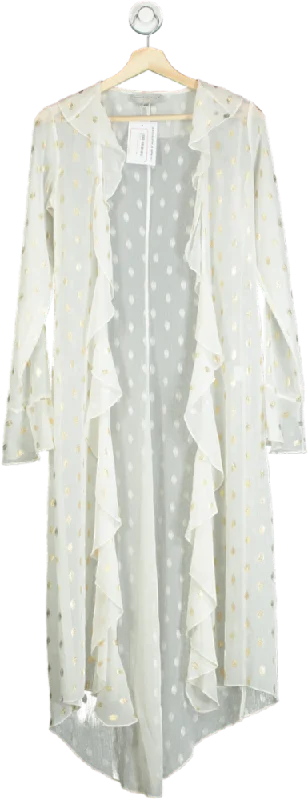 Women's Activewear Garments Never Fully Dressed White Gold Polka Dot Sheer Duster UK S/M
