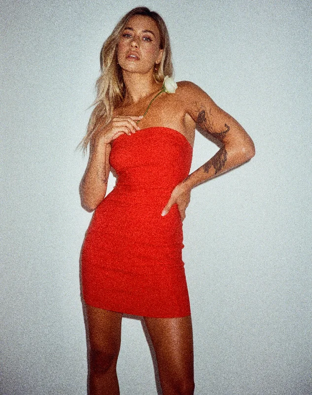 Trendy Boutiques Online Siria Bandeau Dress in Tailoring Red