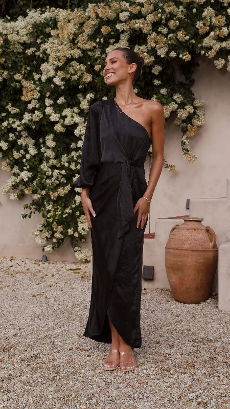 Women's Night-Out Clothes Heidi One Shoulder Maxi Dress - Black
