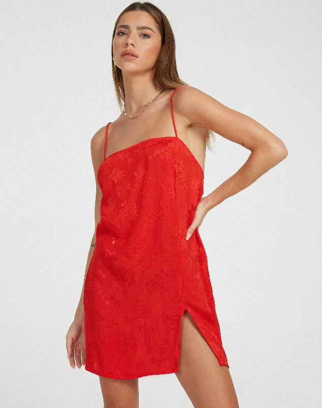 Discount Price Datista Slip Dress in Satin Rose Scarlet